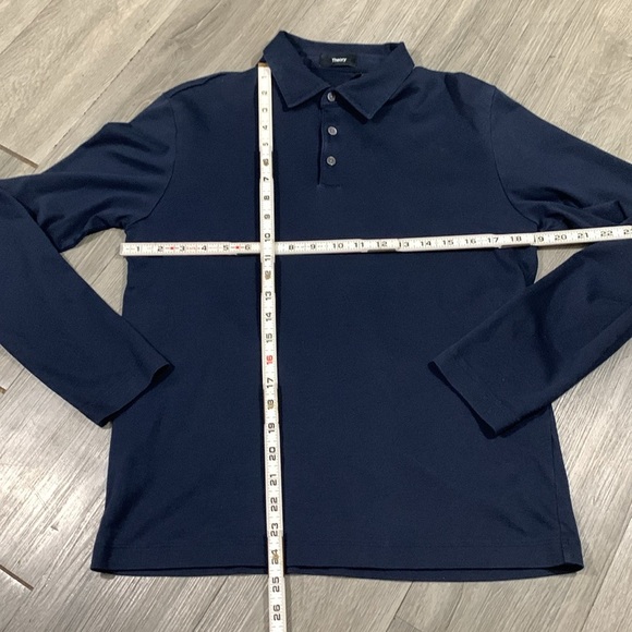 Theory Navy Blue Long Sleeve Polo Shirt size S - Picture 7 of 9